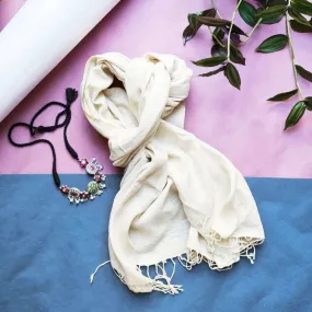 Natural White Handwoven Eri Silk Scarf