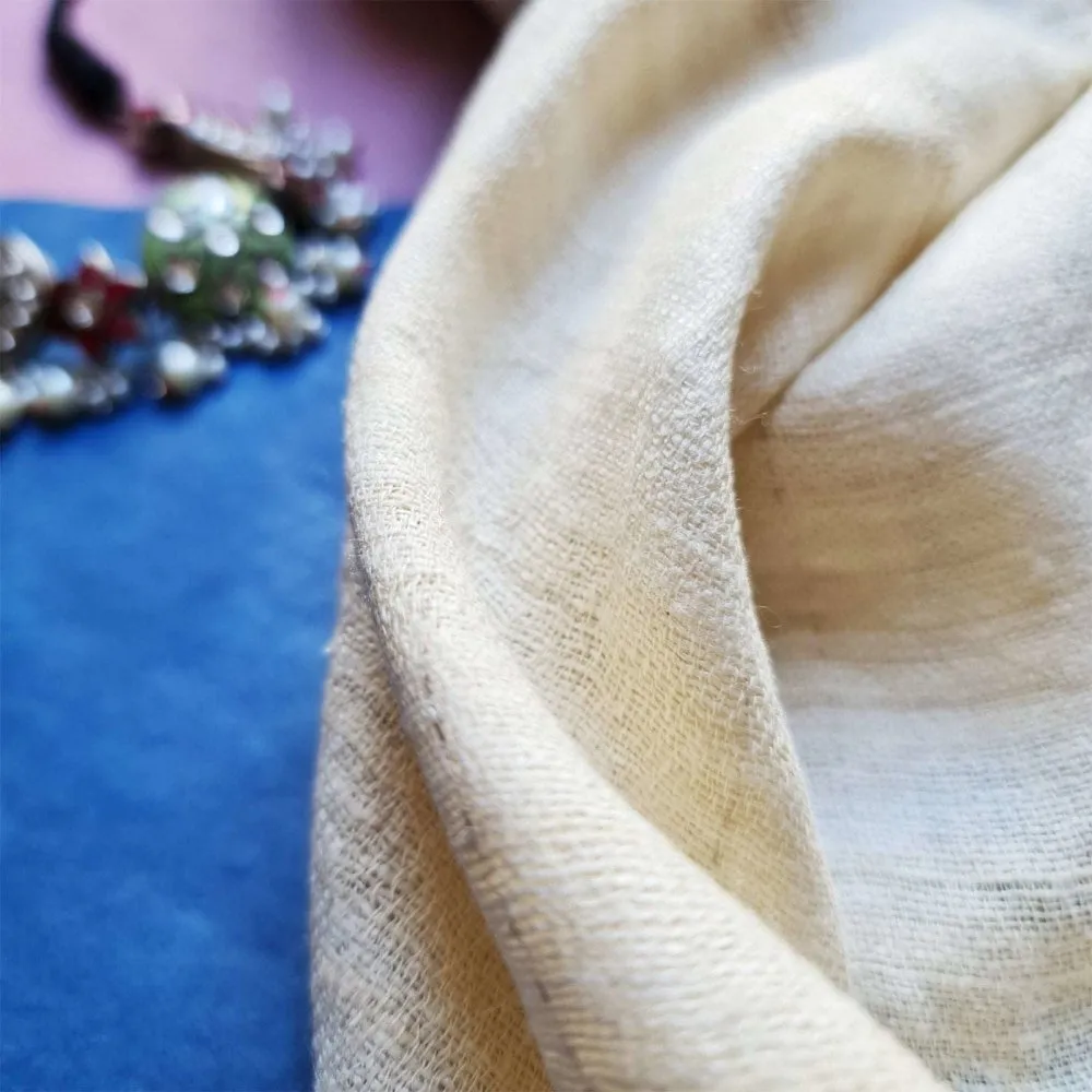 Natural White Handwoven Eri Silk Scarf