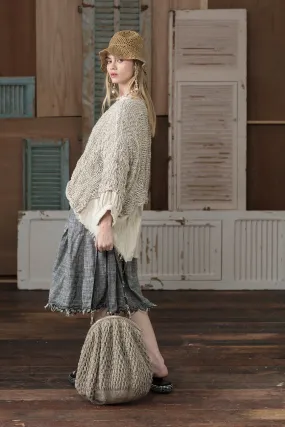 Pleated skirt (Linen) - Herringbone