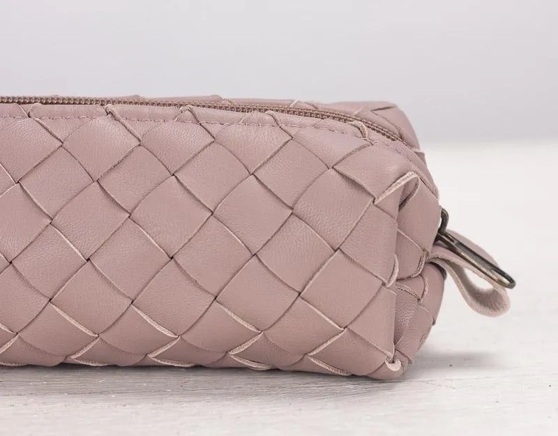 REC case - Beige pink handweaved leather
