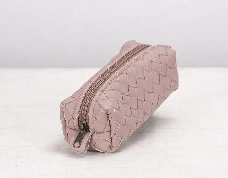 REC case - Beige pink handweaved leather