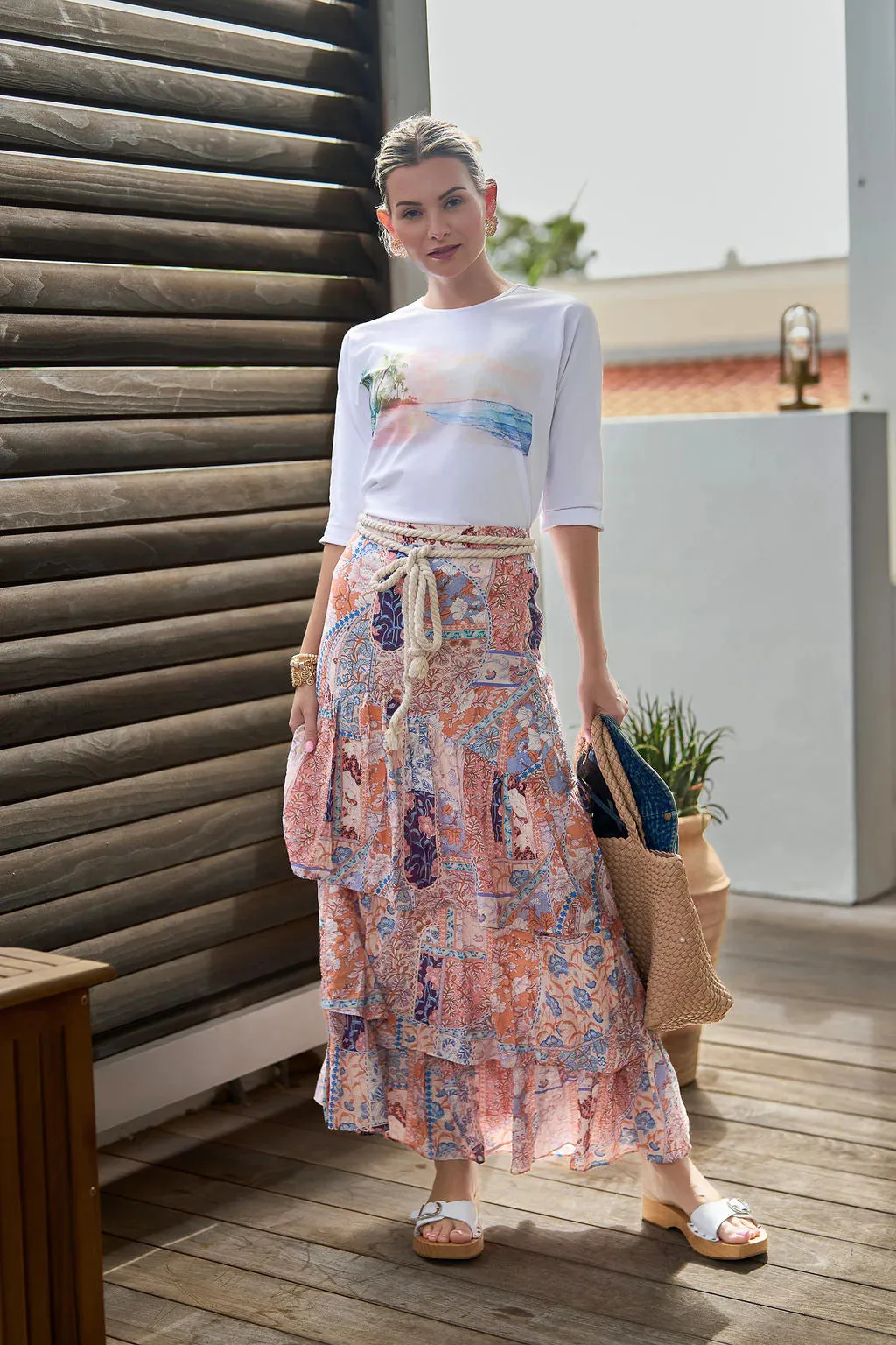 Ruffles Skirt- Patchwork Coral