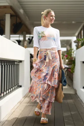Ruffles Skirt- Patchwork Coral