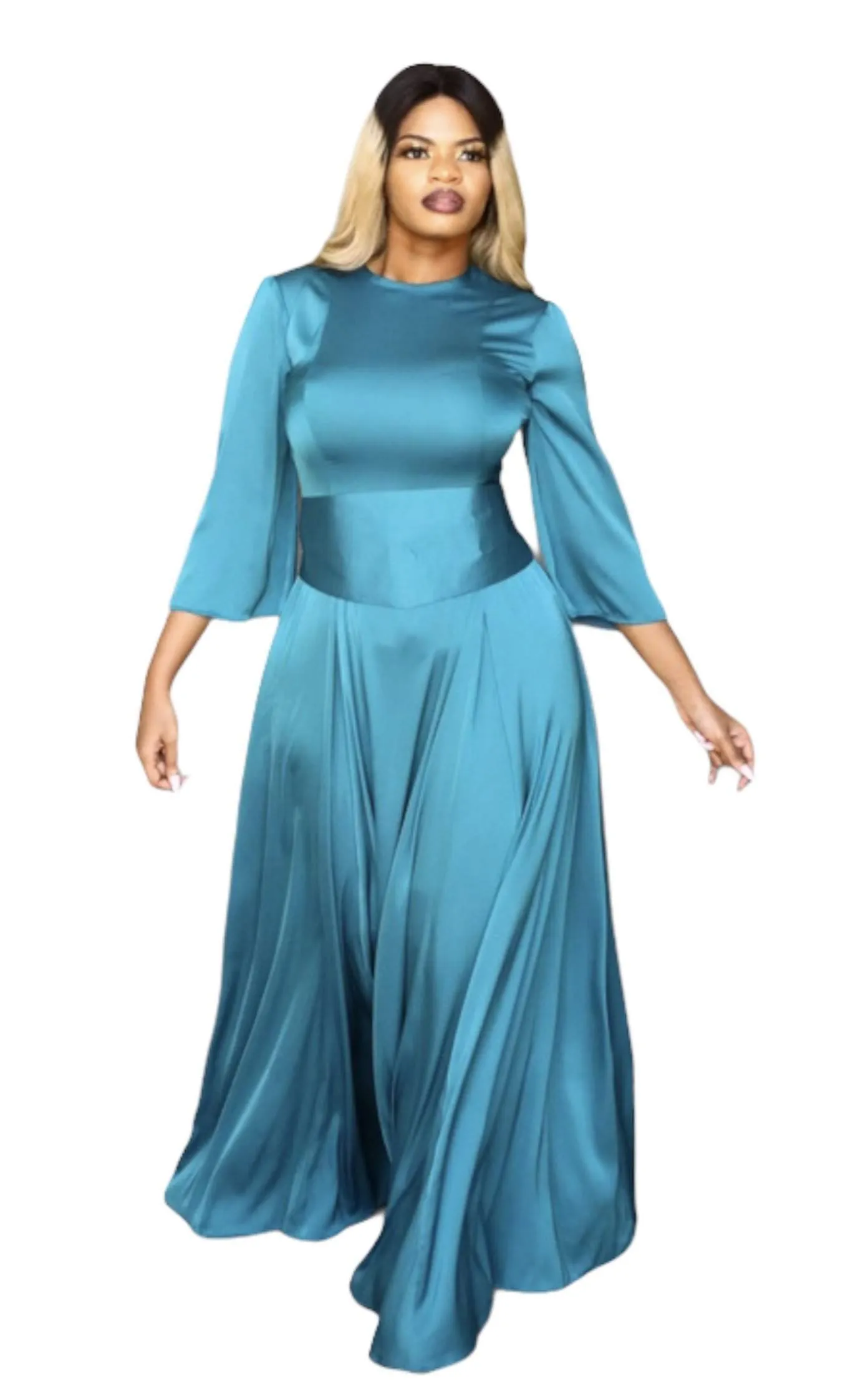 Silky Evening Dress With Belt
