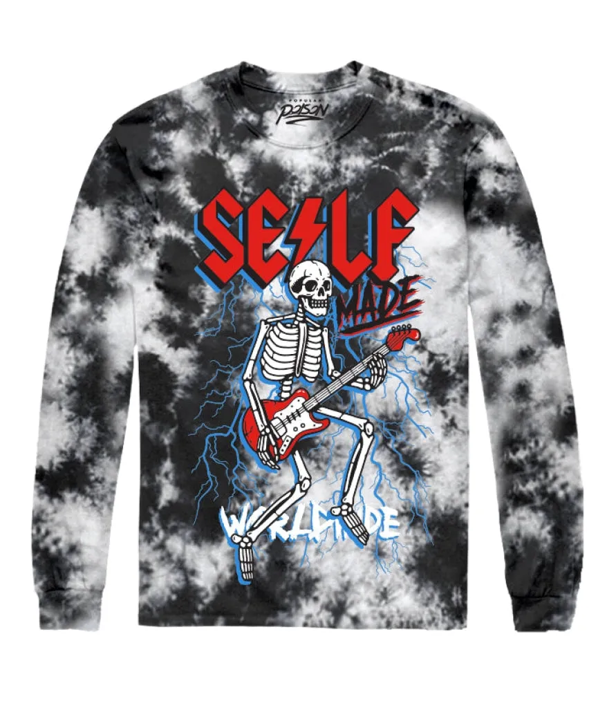 SKELETON ROCKSTAR TIE DYE LONG SLEEVE TEE