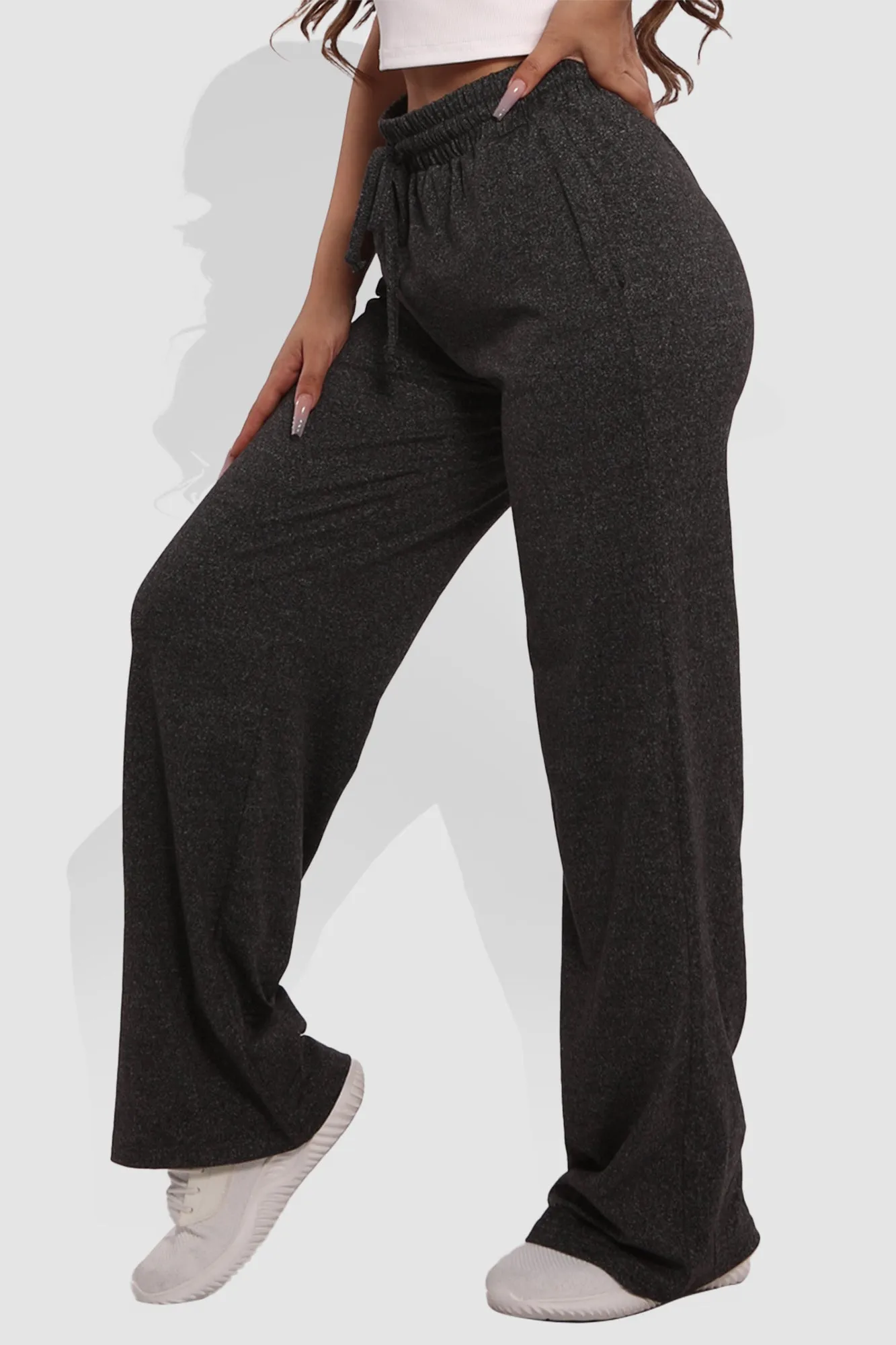 Soft Brushed Classic Drawstring Straight Leg Sweatpants - Charcoal