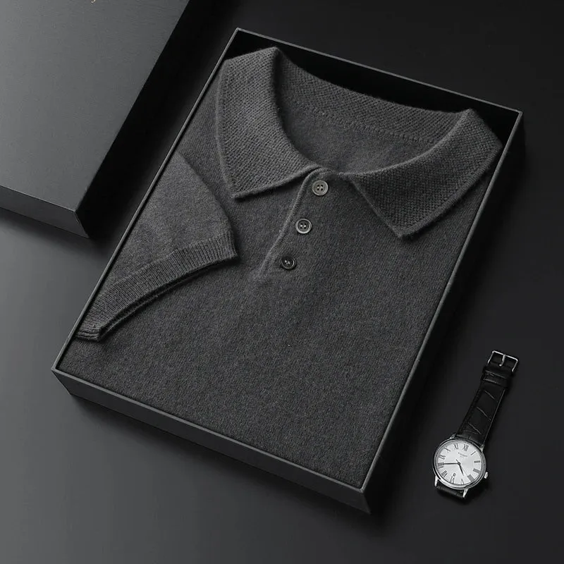 Vera | Pure Cashmere Knitted Polo Collar T-Shirt
