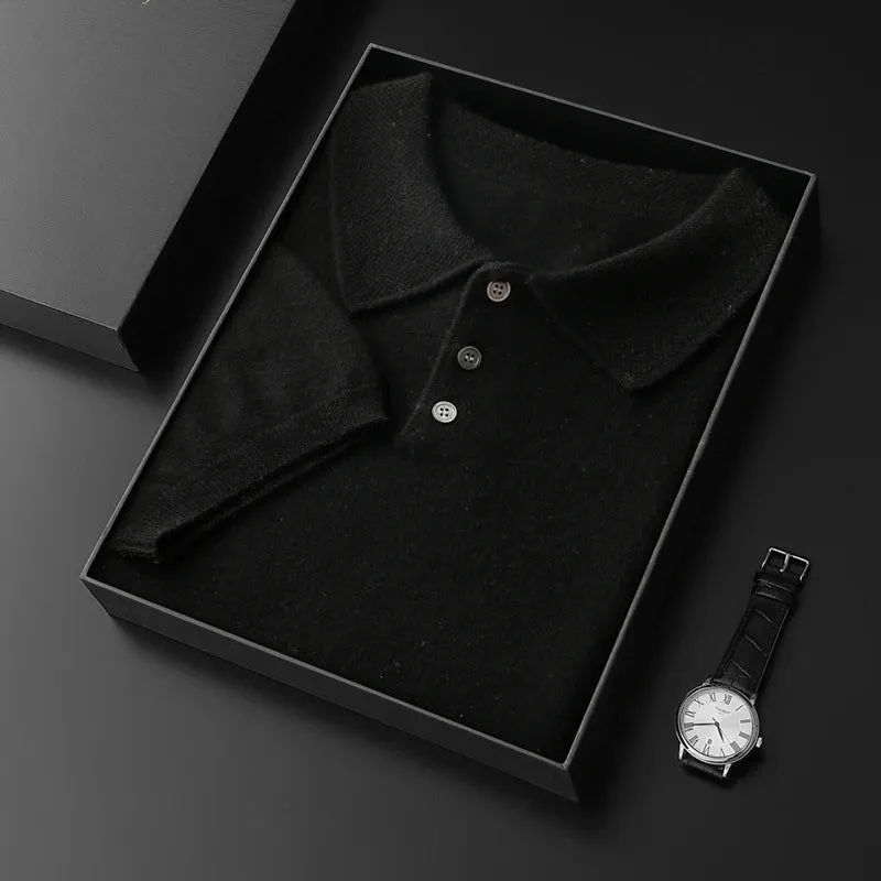 Vera | Pure Cashmere Knitted Polo Collar T-Shirt