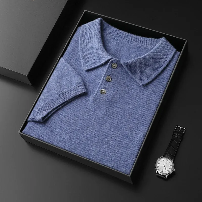 Vera | Pure Cashmere Knitted Polo Collar T-Shirt