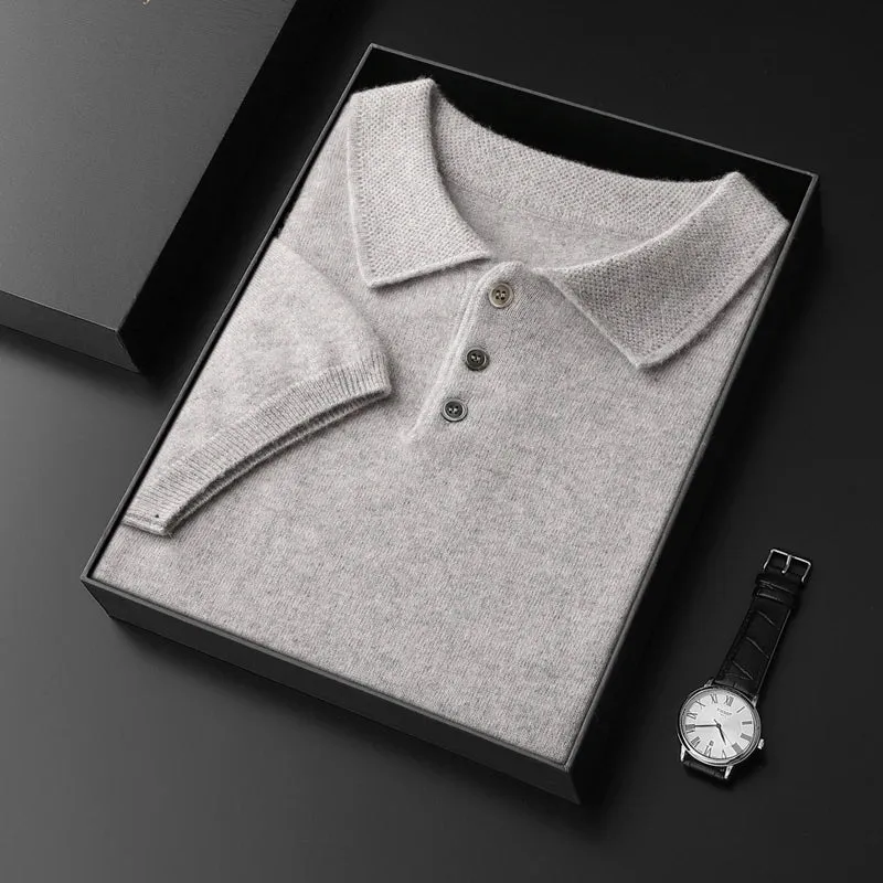 Vera | Pure Cashmere Knitted Polo Collar T-Shirt