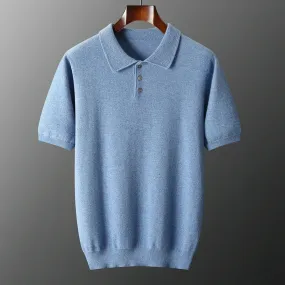 Vera | Pure Cashmere Knitted Polo Collar T-Shirt