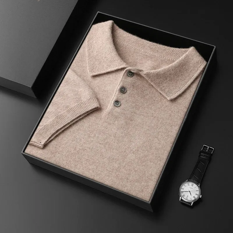 Vera | Pure Cashmere Knitted Polo Collar T-Shirt