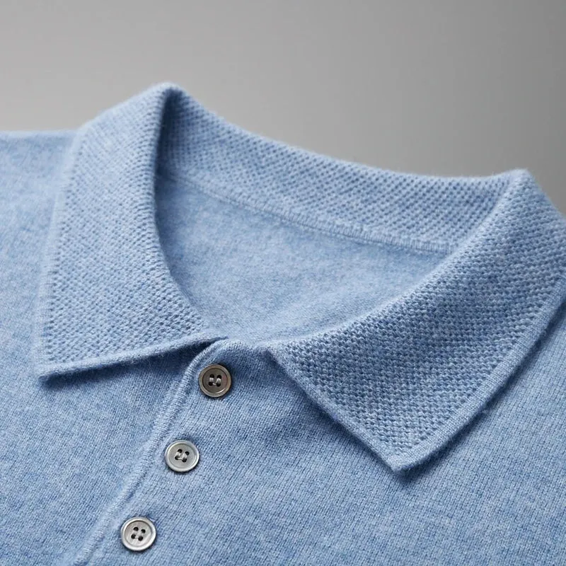 Vera | Pure Cashmere Knitted Polo Collar T-Shirt