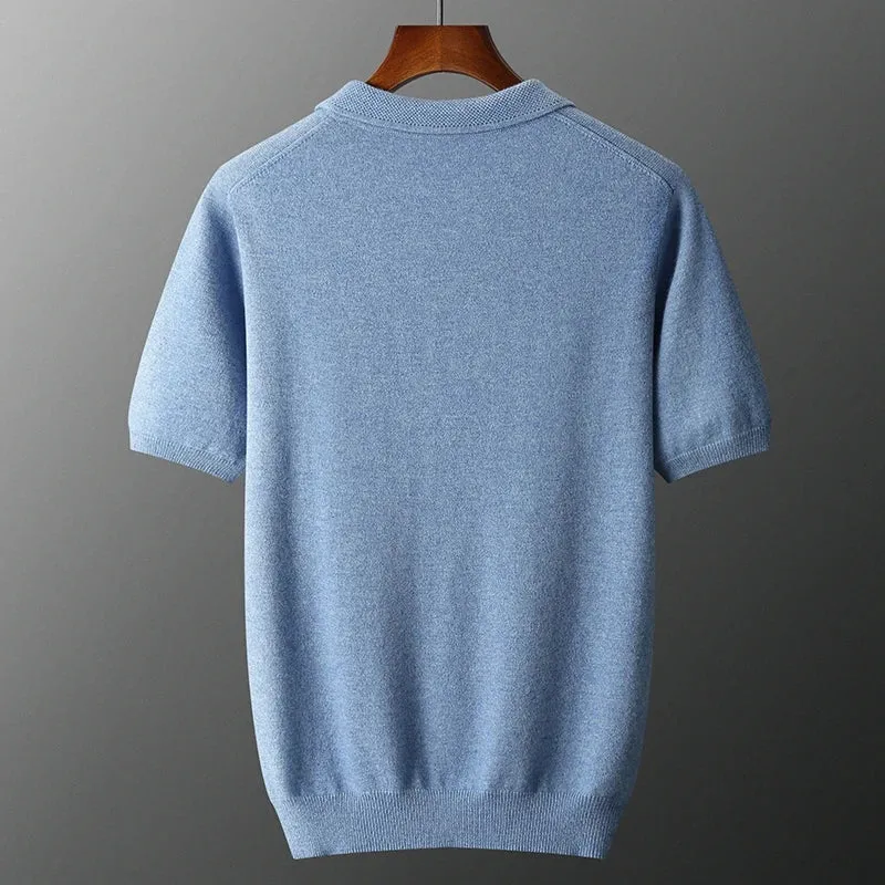 Vera | Pure Cashmere Knitted Polo Collar T-Shirt