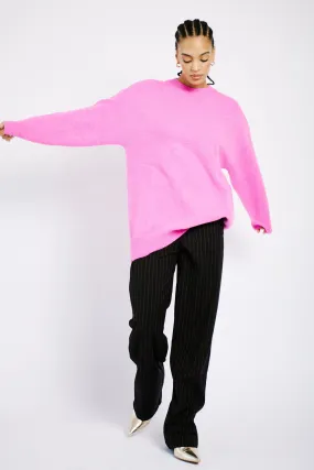 Wide leg Elasticated Pant in Black Pinstripe