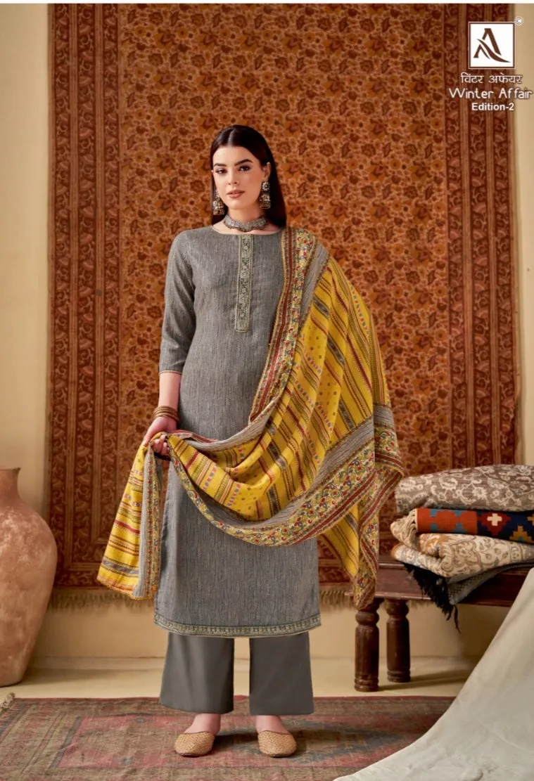 Winter Affair-2 Woolen printed and embroidery Salwar Suits By Alok Suit