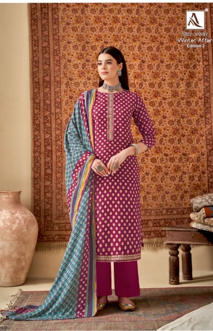 Winter Affair-2 Woolen printed and embroidery Salwar Suits By Alok Suit