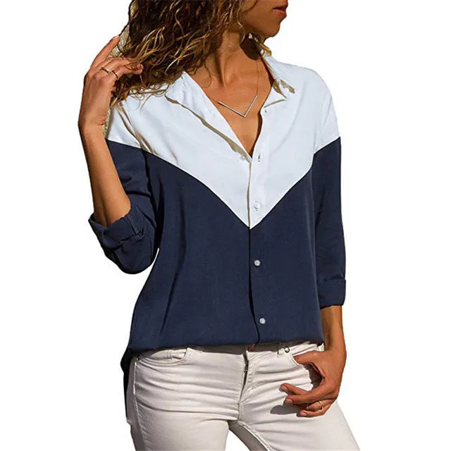 women shirts blouse women plus size chiffon blouse flower/strip printed loose long sleeve 2019 summer new full shirt chemisier f